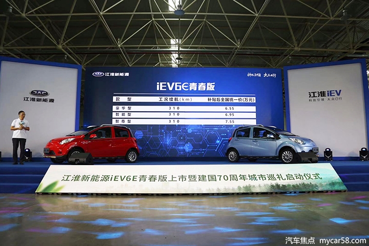 6.55万起售/续航达310Km 江淮IEV6E青春版上市