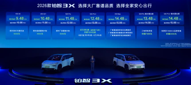 全系增配不增价！2026款铂智3X限时权益价9.48万-14.48万元