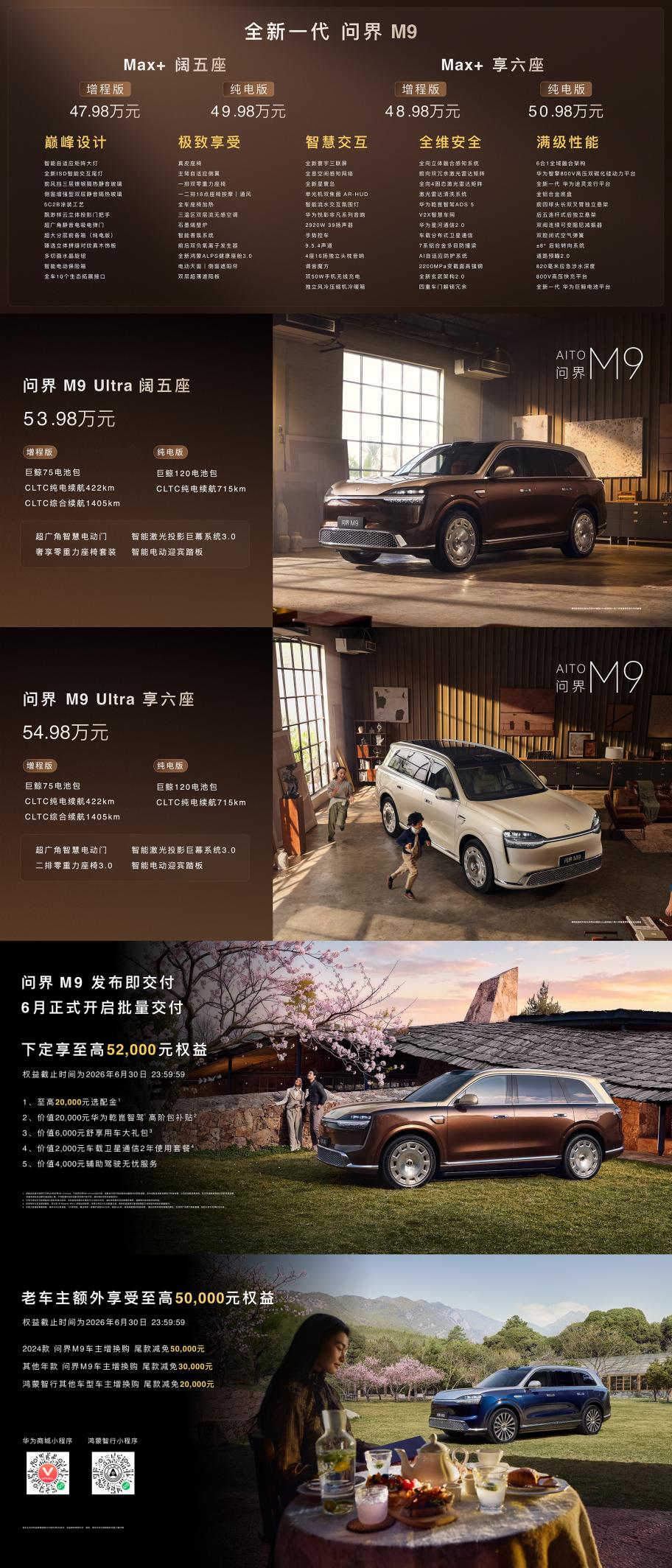 领世而上,全新一代问界M9正式上市官方零售价47.98万元起