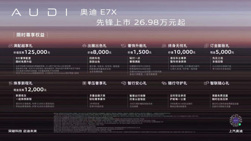 奥迪 E7X 正式上市 限时臻享26.98万元起