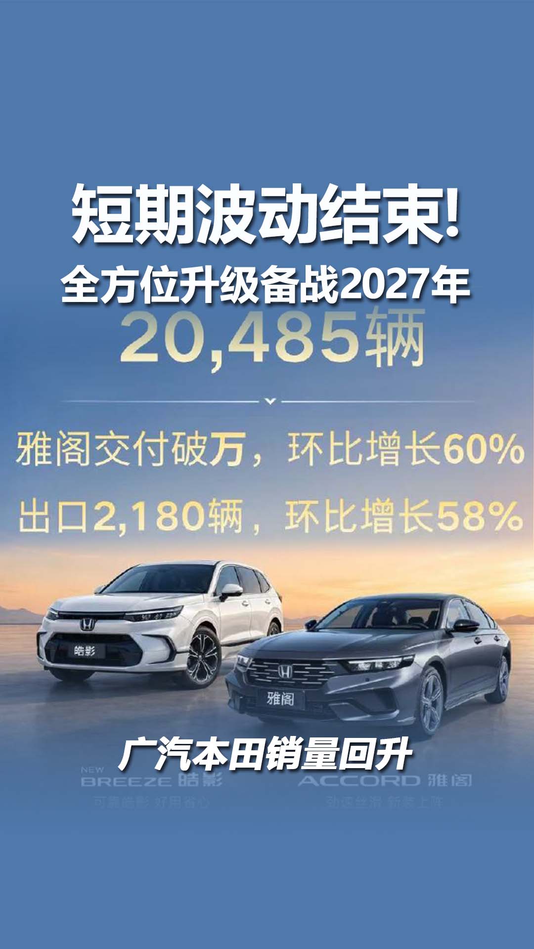短期波动结束！广汽本田销量回升，全方位升级备战2027年
