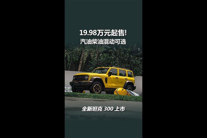 全新坦克300上市，19.98万元起售，汽油柴油混动全都有！